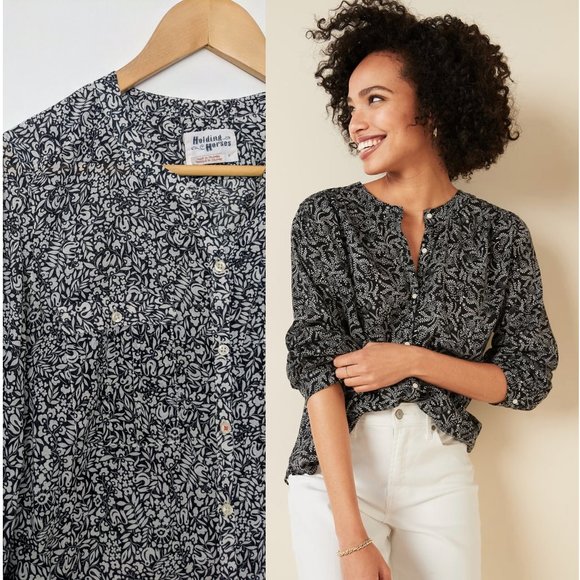 HOLDING HORSES Tops - Anthropology Flower & Bird Scandi Print Shirt